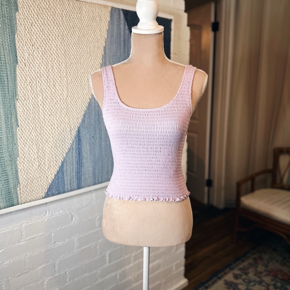 Hollister Lavender Smocked Cropped Tank Top